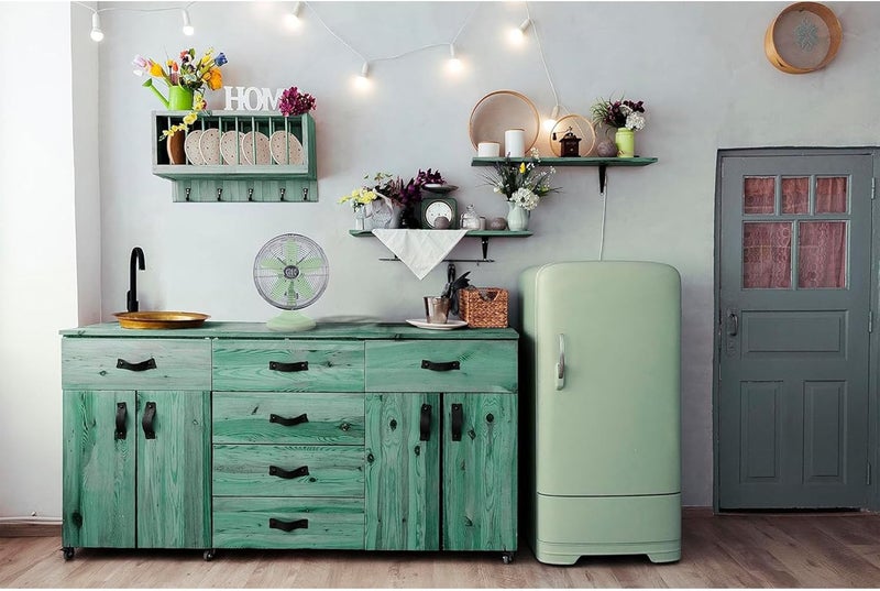 Good Housekeeping 92607 مروحة مكتب مكتبية معدنية بالكامل 12" بتصميم ريترو مع دوران واسع، 3 إعدادات سرعة ومقبض حمل، أخضر نعناعي - Image 5